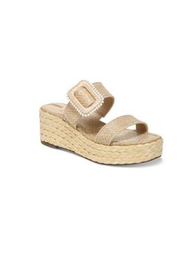 SAM EDELMAN Beige Raftia Chase Wedge Slip On Espadrille Shoes 7.5